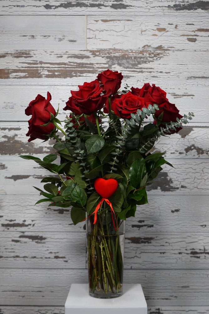 Dozen Roses Vase Arrangement
