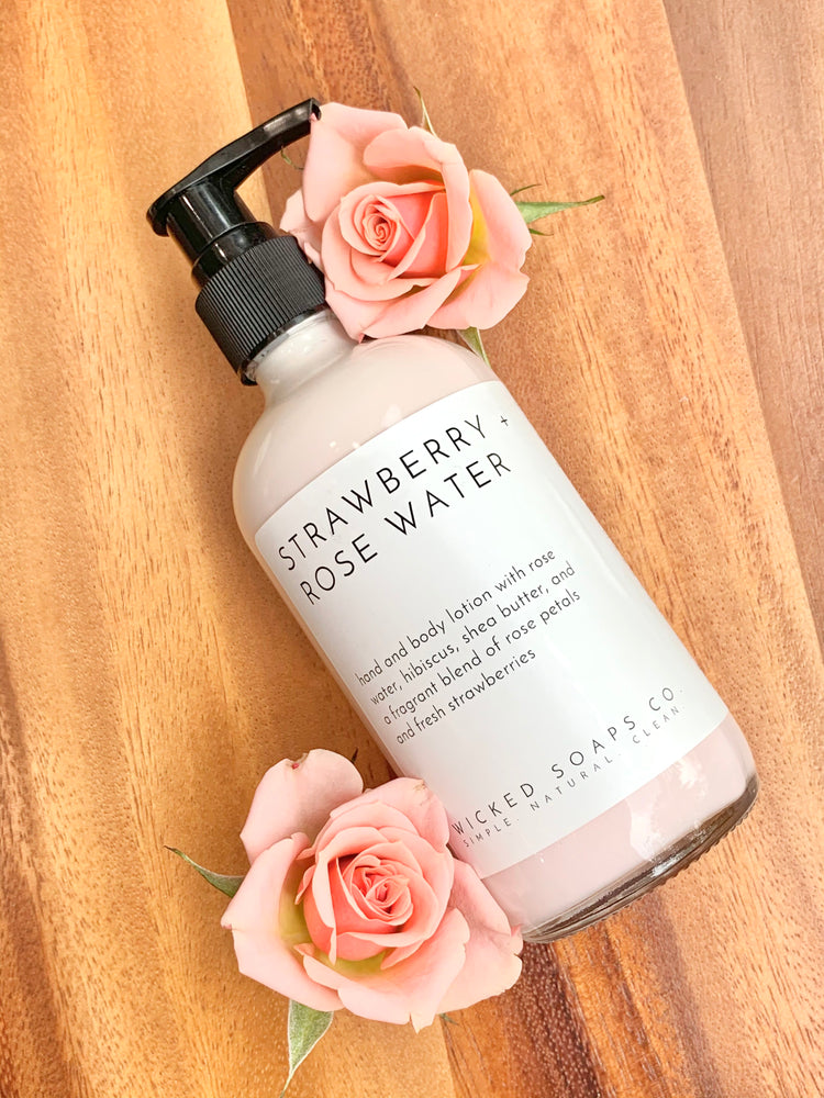 Strawberry + rose water lotion