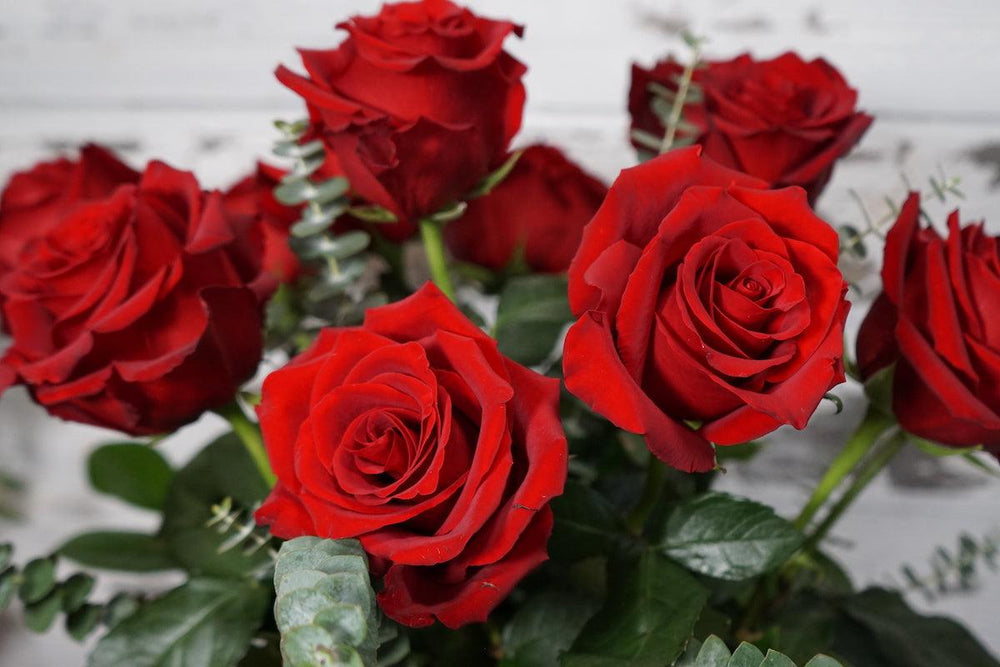 Dozen Roses Vase Arrangement